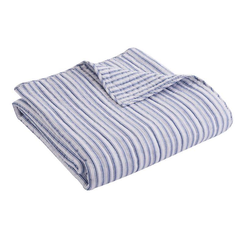 Nautical Stripe Blue and White Cotton Quilted Throw 50x60in