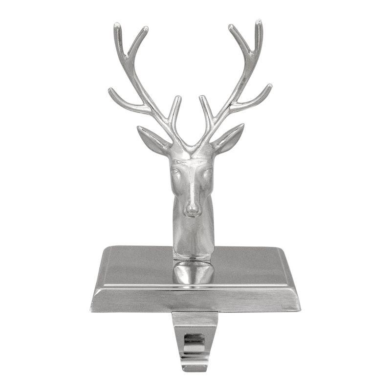 8" Shiny Silver Deer Head Christmas Stocking Holder