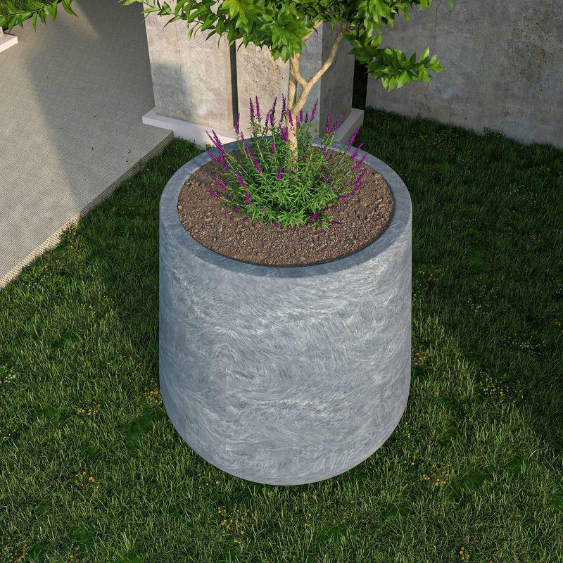 Gray Fiberstone and MGO Clay Round Planter with Drainage Holes