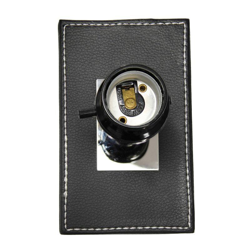 Leather Table Lamp with Fabric Shade Black - Elegant Designs: Modern Rectangle Shade, UL Listed, E26 Socket