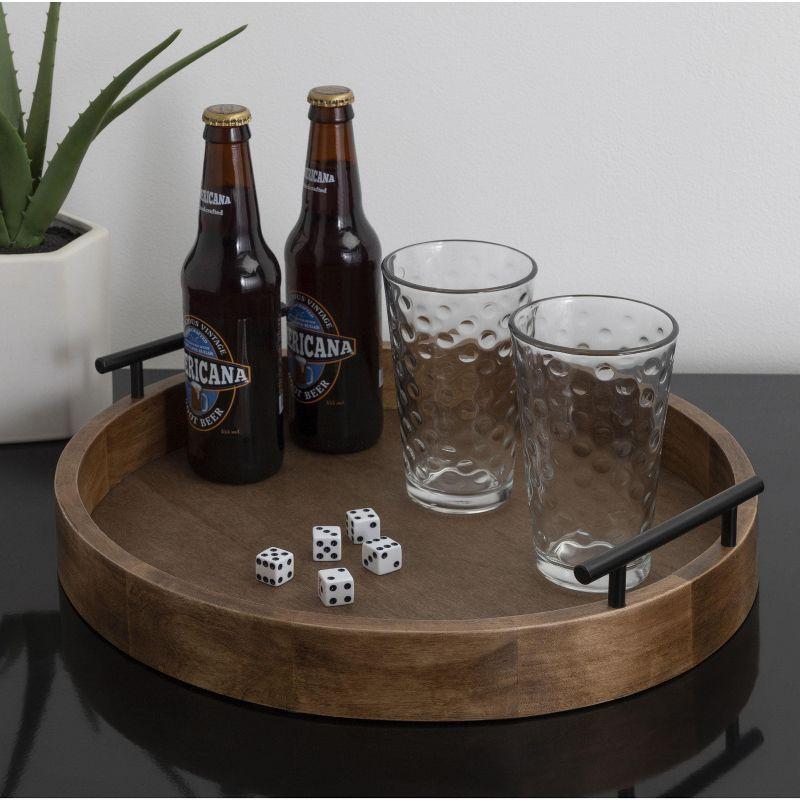 Kate and Laurel Lipton Tray, 15.5" Diameter, Rustic Brown