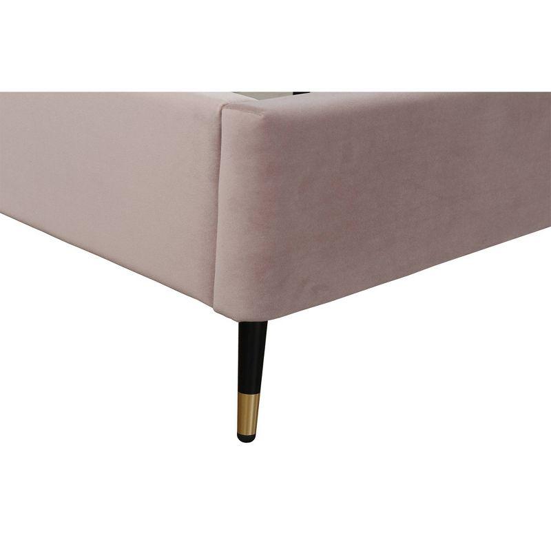 Manhattan Comfort Queen Crosby Modern Velvet Upholstered Bed Blush: Chic Wingback Design, Foam-Filled, No Box Spring Needed