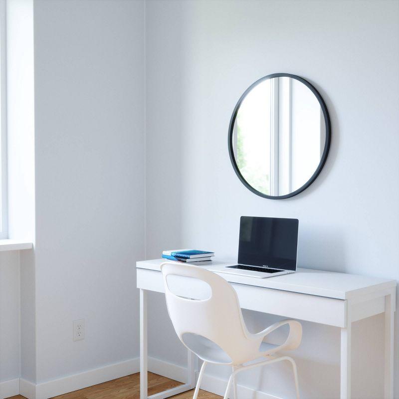 26'' Modern Black Round Wall Mirror with Rubber Frame