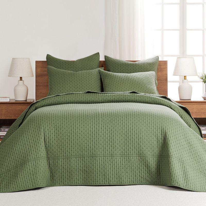 Forest Green Cotton Twin Reversible Bedspread Set