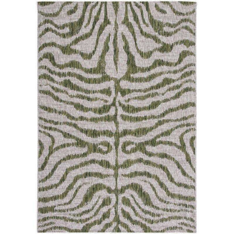 Courtyard Grey and Green 8' x 10' Easy-Care Outdoor Rug