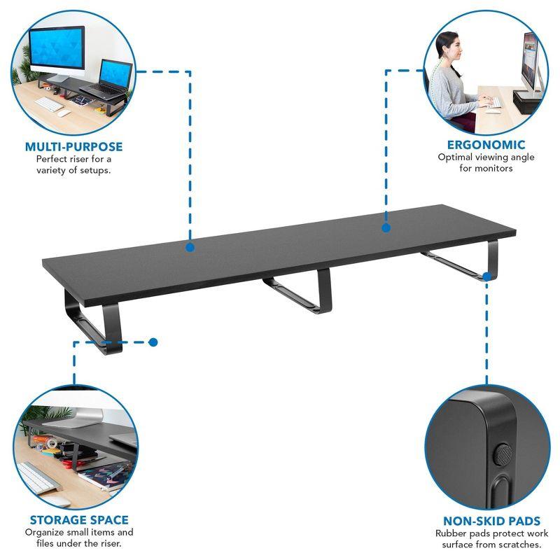 Mount-It! Extra Long Monitor Desk Riser, Desktop Organizer for Double Computer Screens, Laptops, Desktops, TVs, 39 Inches Extra Wide, 44 Lbs. Capacity