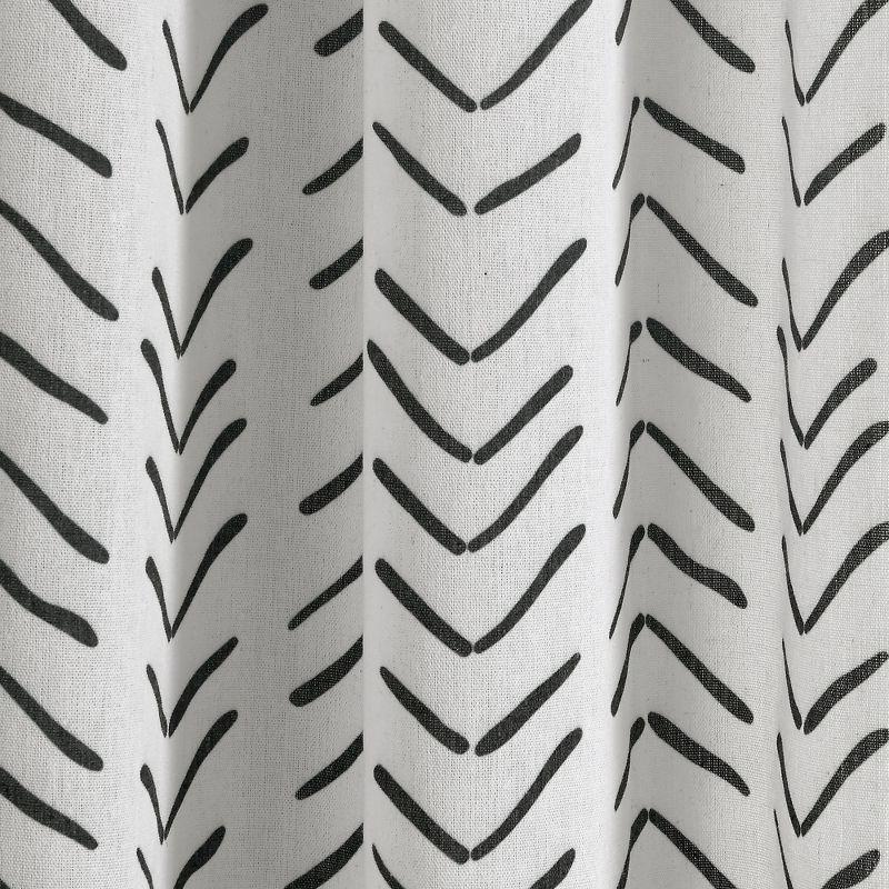 72"x72" Hygge Modern Arrow Linen Shower Curtain Black/White - Lush Décor: Polyester & Cotton Blend, Machine Washable
