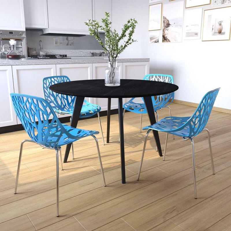 Asbury Chromed Metal Cut-Out Blue Side Chair