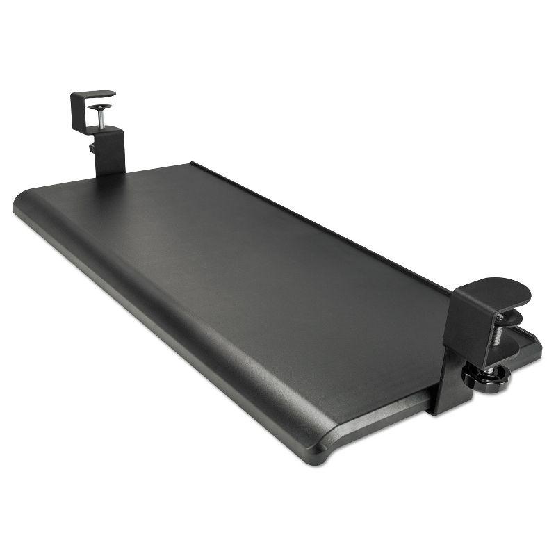 Black Plastic Clamp-On Keyboard Tray with Impact Resistance