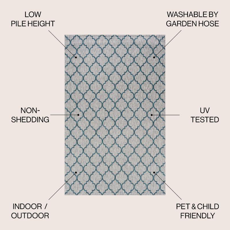 8'x10' Arabesque Ogee Trellis Indoor/Outdoor  Area Rug, Gray/Teal - JONATHAN Y