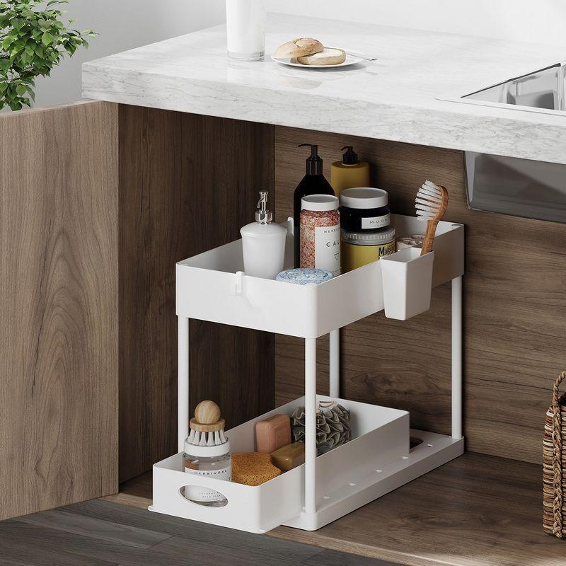 StorageBud 2-Tier Under Sink Organizer and Storage with Sliding Drawer