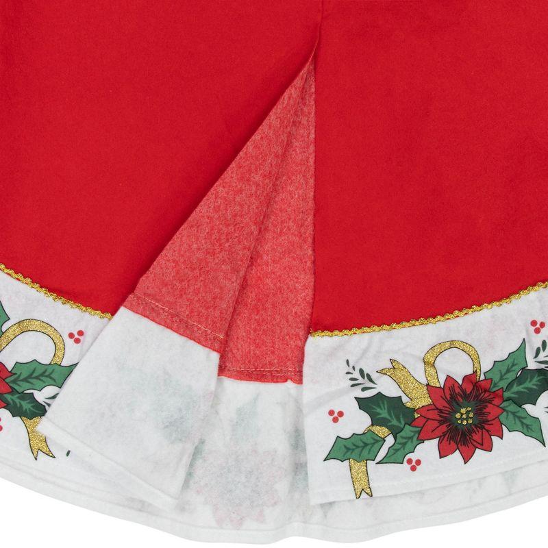 Northlight 48" Red and White Poinsettia Christmas Tree Skirt