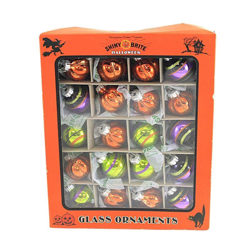 Shiny Brite 1.25 In 1.25" Striped Rounds & Pumpkins Ornament Halloween Decorated Tree Ornament Sets