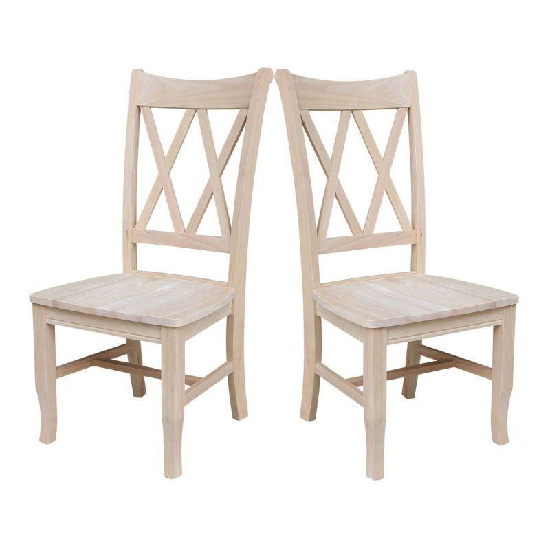 Set Of 2 Double X Back Chair Unfinished - International Concepts: Solid Wood, Armless, Unupholstered