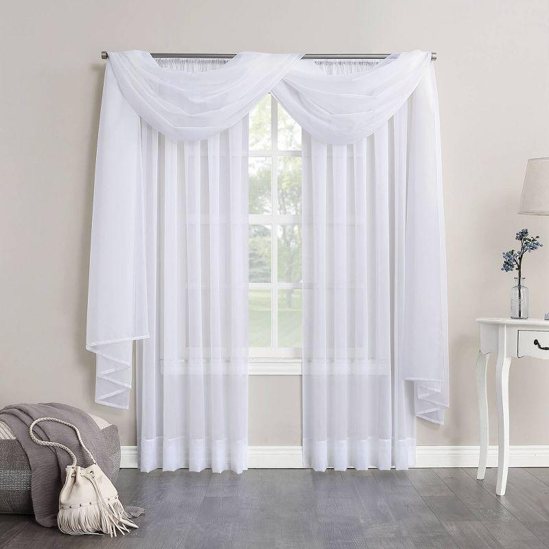 63"x59" Emily Sheer Voile Rod Pocket Curtain Panel White - No. 918