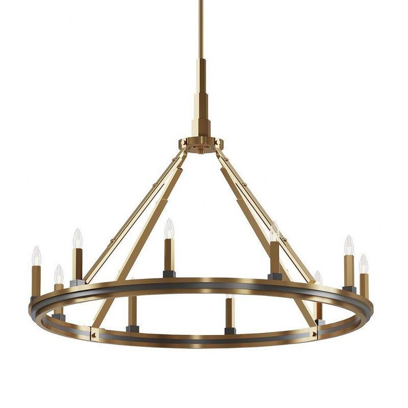 Emmala™ 27.50 inch 10 Light Chandelier in Brushed Natural Brass and Black