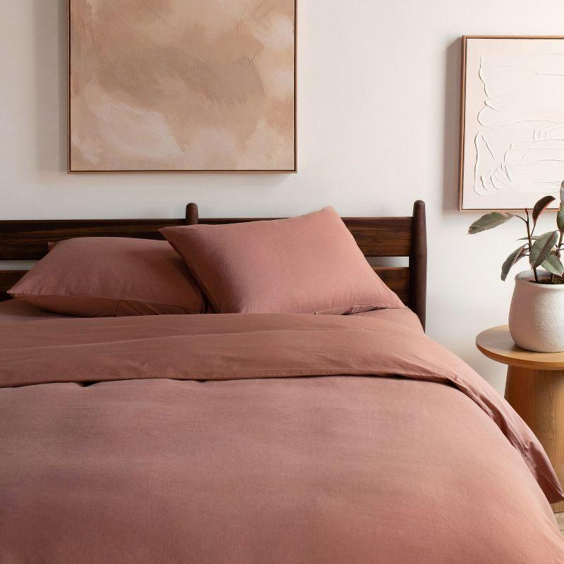 Clay Twin/Twin XL French Linen and Cotton Duvet Cover Set