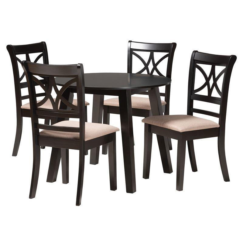 Baxton Studio Brooke Modern Beige Fabric and Dark Brown Finished Wood 5-Piece Dining Set