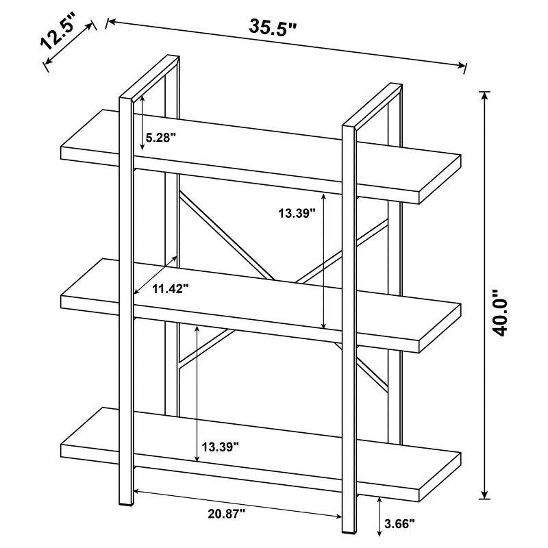 Transitional Black and Brown Wood 3-Shelf Bookcase