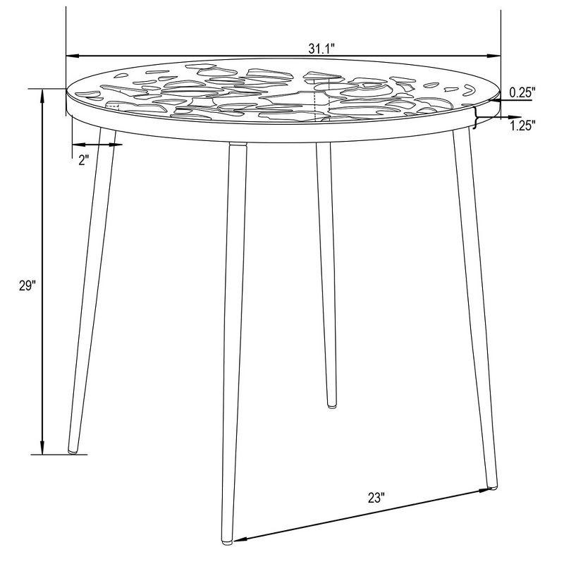 White Aluminum 5-Piece Outdoor Dining Set with Flower Design