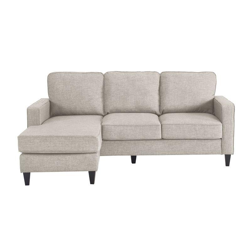 Ash Light Gray Microfiber Reversible Sectional Sofa with Square Arms