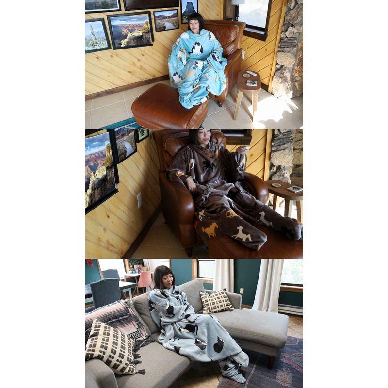 Catalonia Wearable Fleece Blanket with Sleeves & Foot pockets for Men Women, Plush Wrap Sleeved Throw Blanket