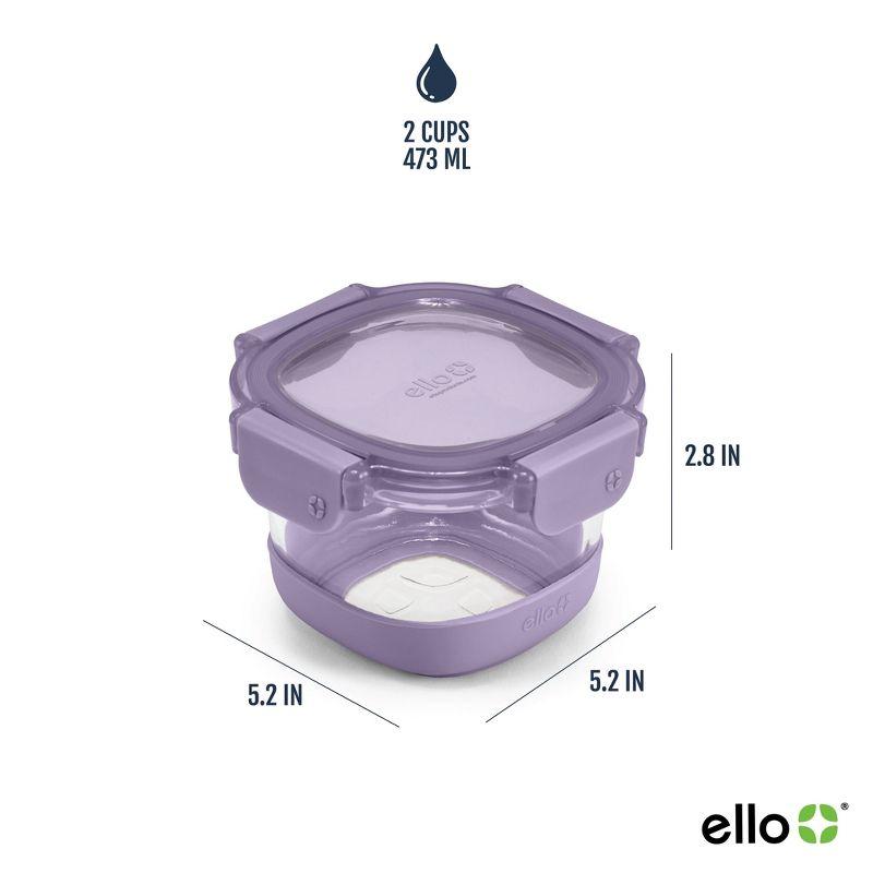 Ello 4pc 2c Glass Refresh Round Food Storage Container Set Purple: Oven, Microwave & Dishwasher Safe, Lifetime Warranty