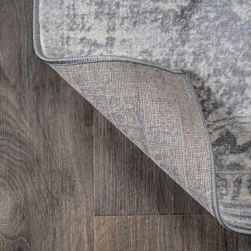 6' x 6' Modern Persian Vintage Medallion Area Rug, Gray - JONATHAN Y