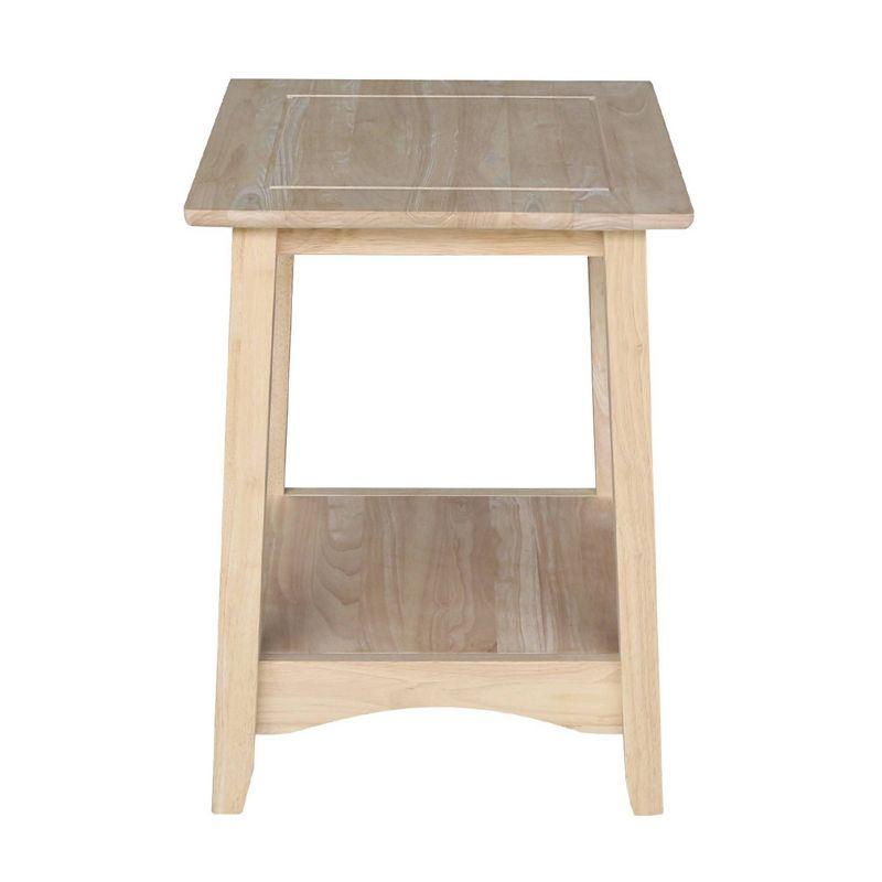 Bombay Tall End Table Unfinished - International Concepts: Hardwood, Square, Fixed Shelf