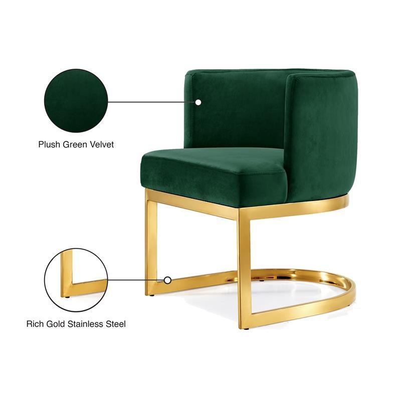 Luxe Emerald Barrel Upholstered Arm Chair with Gold Base