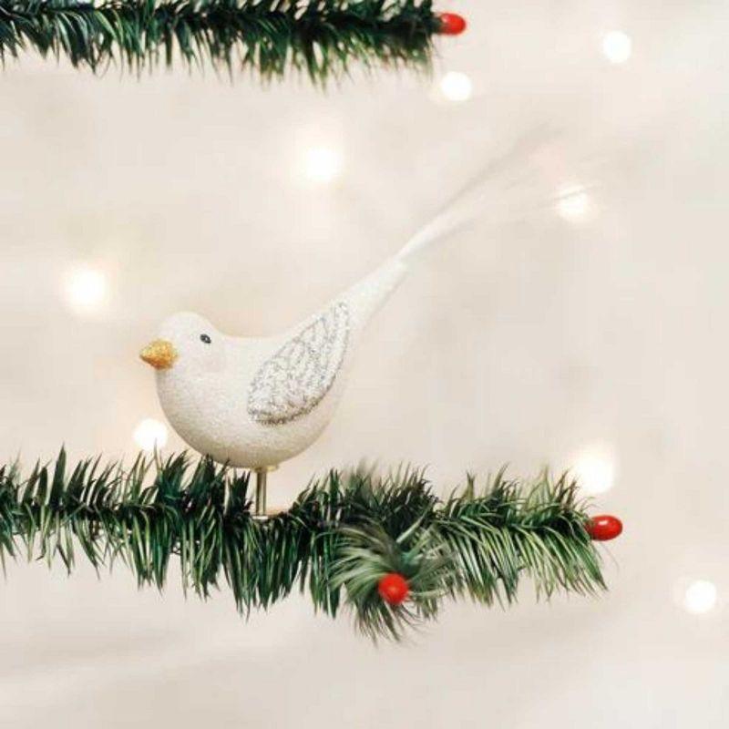 Sparkling White Glass Snowbird Clip-On Tree Topper