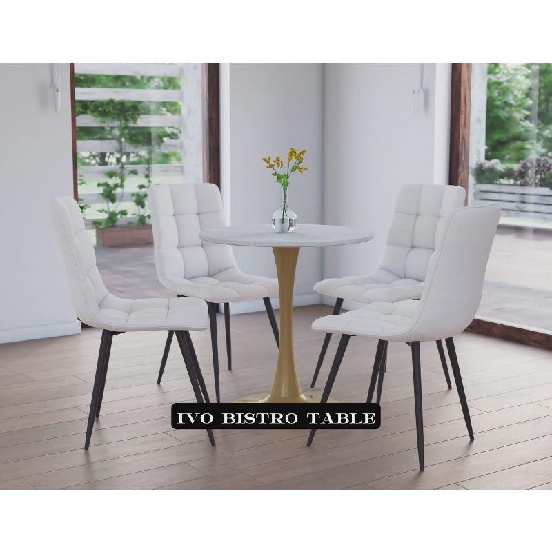 Modern Ivo Round Bistro Table Wood Top Finish/Gold - CorLiving: Sturdy Metal Base, Seats 4