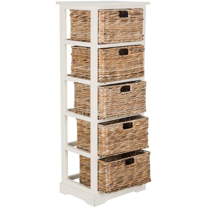 Dovecove White 5-Drawer Wicker Basket Storage Tower (Fully Assembled) | Wayfair