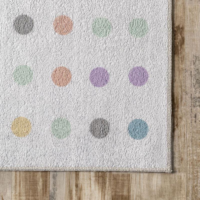 Ivory Polka Dot Washable Kids Area Rug