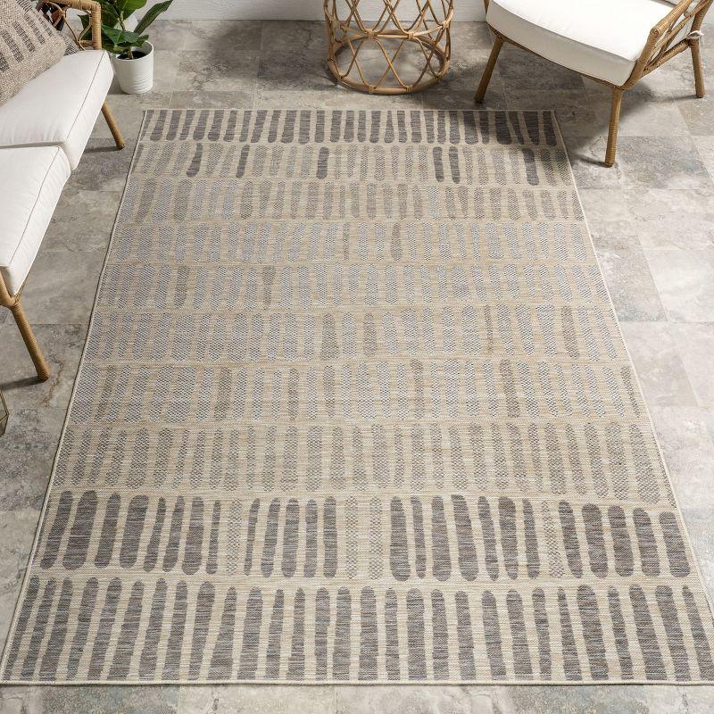 Briseis Beige and Gray Geometric Indoor/Outdoor Area Rug