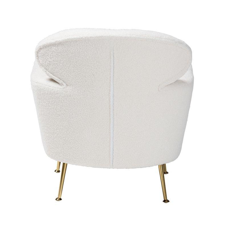 Baxton Studio Fantasia Modern and Contemporary Ivory Boucle Upholstered and Gold Metal Armchair