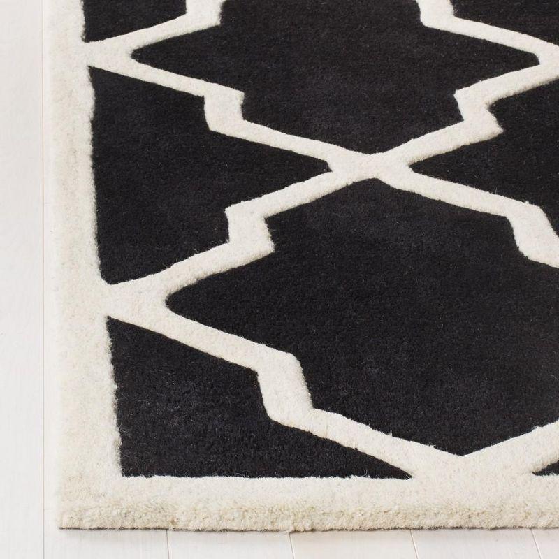 Black and Ivory Tufted Wool Geometric Area Rug 2' x 3'