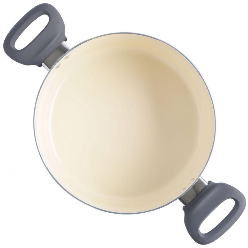 Spice by Tia Mowry Spice By Tia Mowry Savory Saffron Nonstick Ceramic Dutch Oven With Stainless Steel Steamer, 5-Quart, Charcoal, Enamel Exterior, Stay-Cool Handles