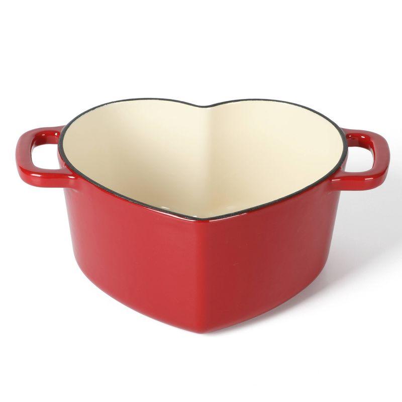 Martha Stewart Heart Shape 2 QT Enamel Cast Iron Dutch Oven - Pink