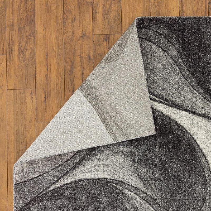 Spiral Abstract Elegance Gray 5' x 7' Synthetic Area Rug