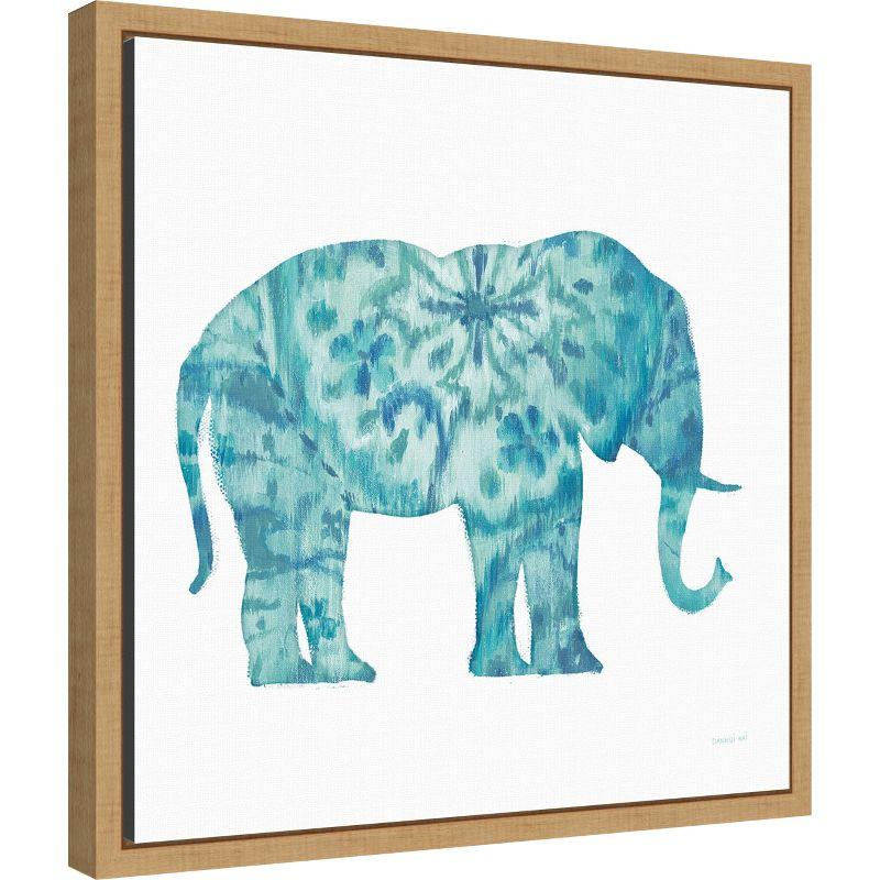 Amanti Art Boho Teal Elephant I by Danhui Nai Canvas Wall Art Print Framed 16-in. x 16-in.