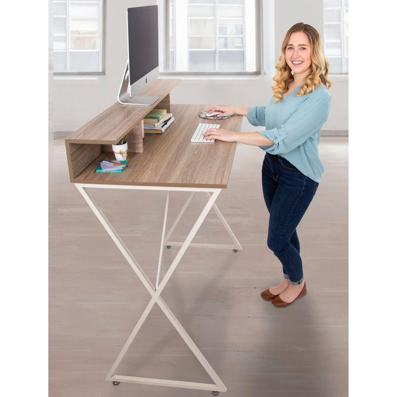 Stand Steady Solid Wood Top Metal Base Standing Desk