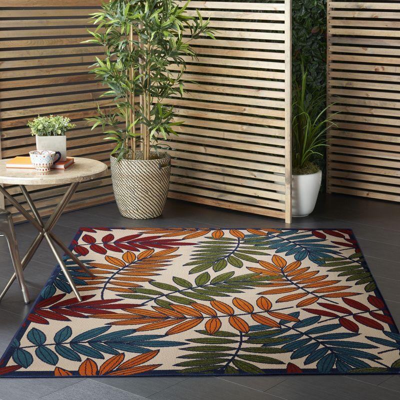 Nourison Aloha Floral Leaf Flatweave High-Low Indoor Outdoor Area Rug Multicolor 5'3" x 7'5"