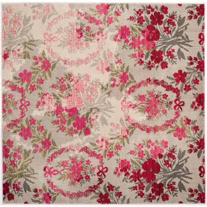 Monaco MNC205 Power Loomed Area Rug - Ivory/Pink - 6'7"x6'7" - Safavieh.