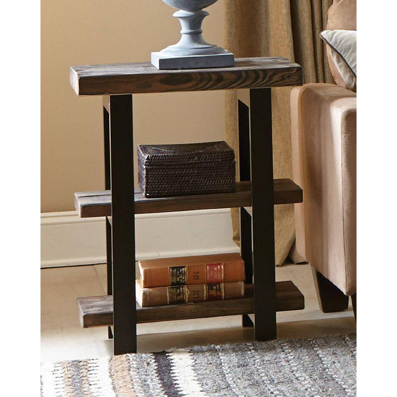 Pomona 2 Shelf End Table Reclaimed Wood Rustic Natural - Alaterre Furniture: Solid Wood, Metal Legs, 27" High, 2 Shelves