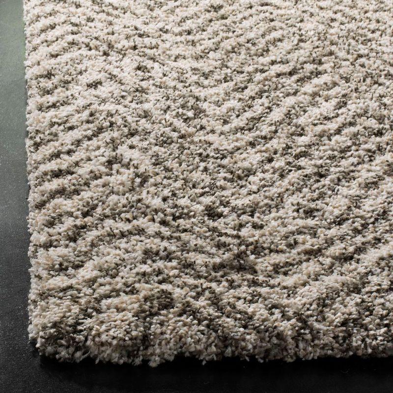 Ivory and Grey High Pile Shag Runner Rug