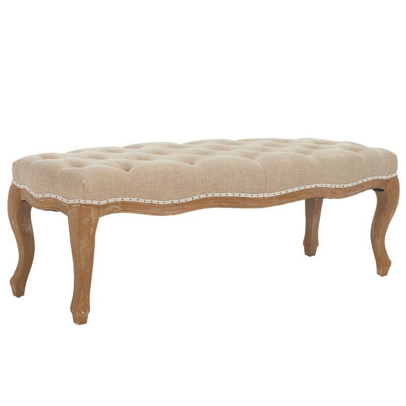 Ramsey Bench With Flat Black Nail Heads - Wheat/Natural Cream - Safavieh