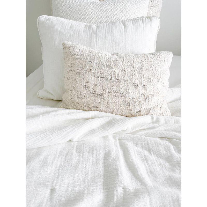 Cozy Cotton White Boucle Lumbar Pillow 14x20