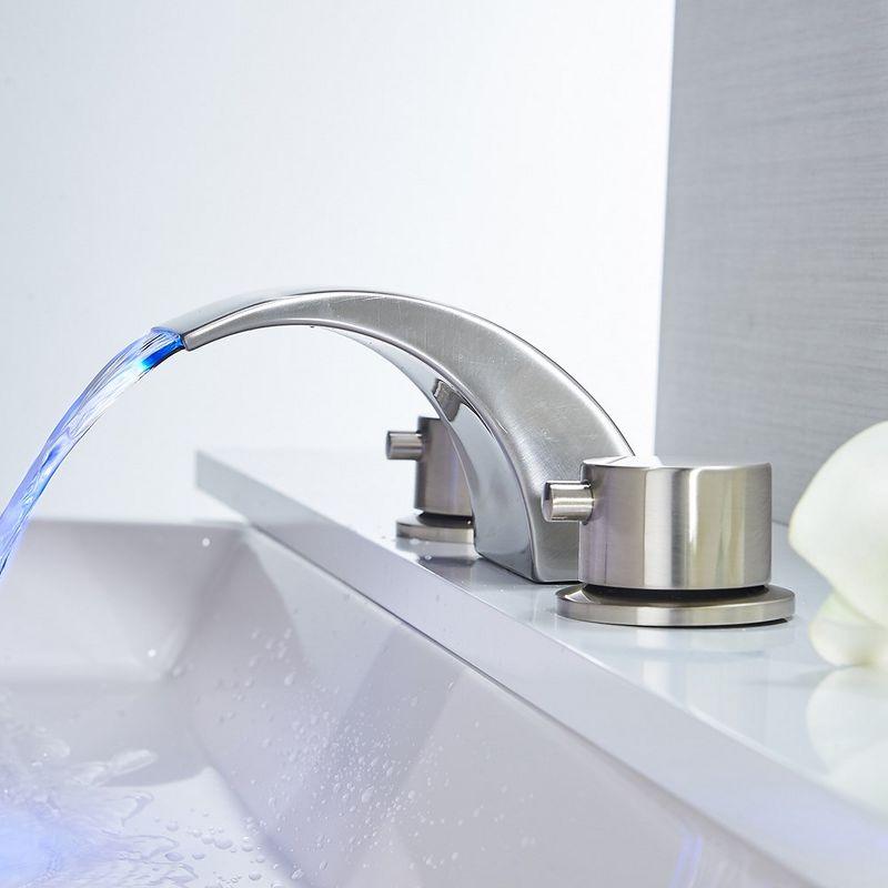 BWE 8 in. Widespread 2-Handle Bathroom Faucet With Led Light And Pop Up Drain