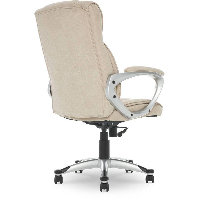 Fawn Tan High-Back Swivel Executive Office Chair with Metal Base